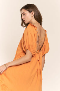 Pumkin Spice Open Back U Neck Maxi Dress