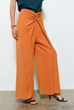 Clay Twist Front Draped High-waist Wide-leg Pants