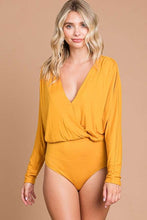 New Mustard Plus Surplice Dorman Sleeve Bodysuit