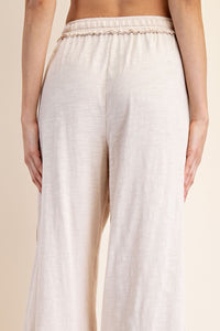 Sand Beige Cotton Slub Lounging Wide Pant