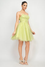 Apple Sequin Beads Tulle Mini Glittery Dress