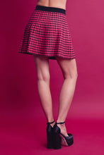 Pink Multi Knit Houndstooth Colorblock Cardigan Skirt Set
