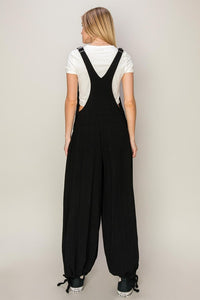 Black Linen Tapered Overall