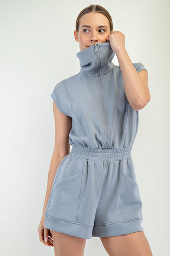 Rhino Grey Modal Scuba Luxe Sleeveless Romper
