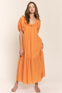 Pumkin Spice Open Back U Neck Maxi Dress