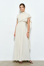 Ivory Sleeveless Draped Scarf-neck Jumpsuit