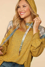 Butterscotch/Olive Multi Color Check Peekaboo Cut Out Hoodie