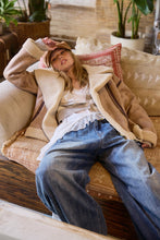 Taupe Contrast Detail Faux Fur Moto Jacket
