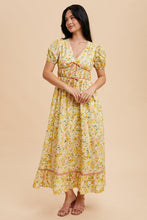 Daffodil Multi Bow Detail Floral Contrast Puff Dress