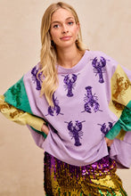 Mardi Gras Sequin Crawfish Washed Mardi Gras Sweatshirt Top