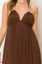 Oak Brown Its A Date Halter Open-Back Maxi Dress