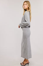 Grey Asymmetrical Top N Skirt Knit Set