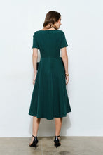 Emerald Elegant Rose Applique A-line Midi Dress
