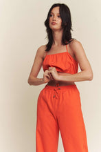 Orange Linen Halter Tie Top With Matching Pants Set