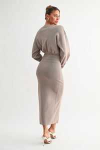 Mocha Luxe Knit Dolman Midi Dress