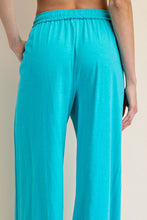 Turquoise Cotton Slub Lounging Wide Pant