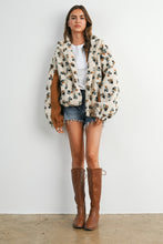 Cream/Khaki Bluebell Floral Sherpa Fleece Zip Jacket