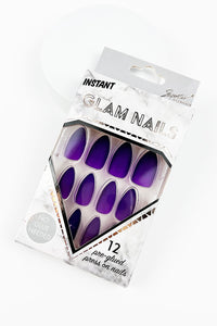 Matte Color Short Coffin Shaped Press On Fake Nail/Purple