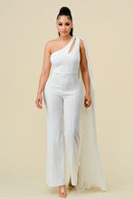Off White One Shoulder Cut Out With Pleats Layer Jumpsuit