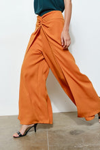 Clay Twist Front Draped High-waist Wide-leg Pants
