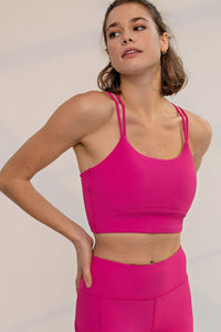 Neon Pink Plus Size Nylon Rib Sports Bra