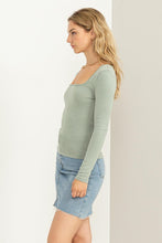 Iceberg Green Positively Perfect Square Neck Long Sleeve Top