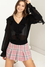 Black Fresh Start Ruffled Chiffon Blouse