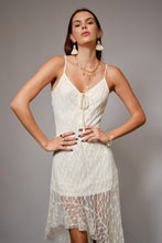 Ivory Lace High Low Hem Cami Tie Front Dress