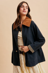 Midnight Corduroy Collared Cotton Chore Jacket