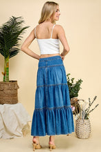 Front Button 3 tiered Denim Skirt