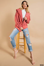 Rose Slouchy Soft - Brushed Fabric Outseam Button Front