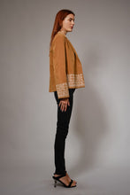 Camel Faux Suede Embroidered Jacket