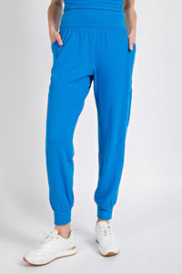 Sonic Blue Plus Size Butter Jogger With Side Pockets
