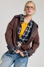 Chocolate Contrast Plaid Barn Jacket