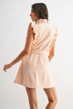 Pink Sleeveless Denim Dress With Ruffle Details