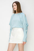 Mist Draped Cold Shoulder Long Sleeves Blouse Top