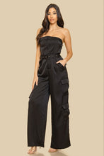 Black Unbalanced Tube Top With Pocket Jumpsuit