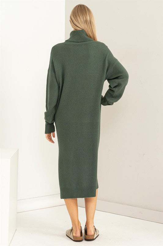 Gray Green Too Cute Turtleneck Sweater Midi Dress Aquarius Brand Gray Green Too Cute Turtleneck Sweater Midi Dress Aquarius Brand