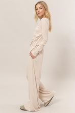 Cream Set-Off-Shoulder Top And Pants Set