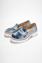 Denim Womens Rhinestone Lug Sole Chunky Loafers