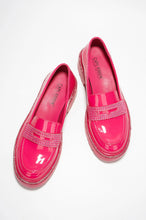 Pink Womens Rhinestone Lug Sole Chunky Loafers