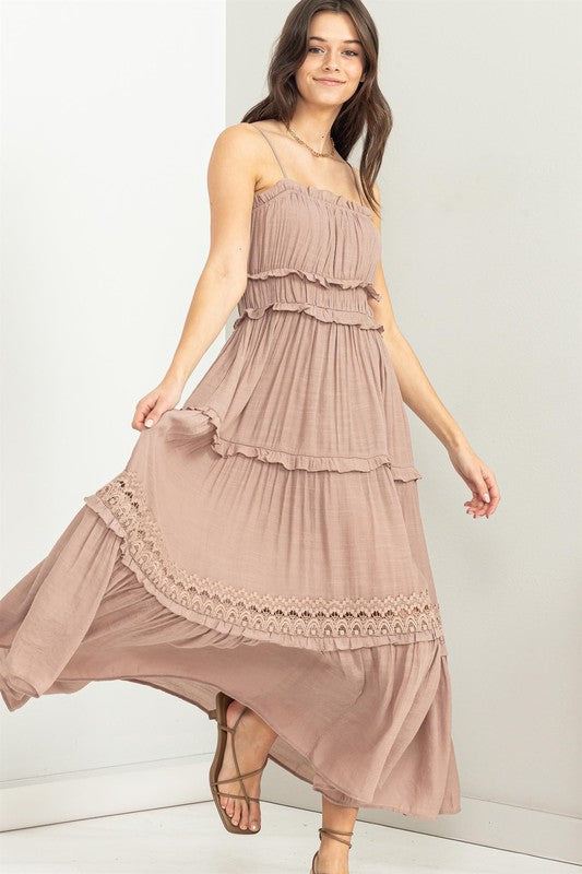 Taupe Forever Us Ruffle Tiered Maxi Dress – Aquarius Brand