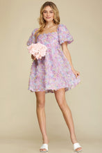 Lilac Romantic Flower 3D Mesh Dress Mini Baby Doll Dress