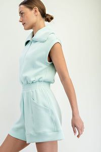 Soft Mint Modal Scuba Luxe Sleeveless Romper