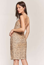 Gold Sequin Tube Slit Midi Dress