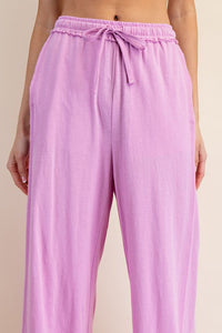 Mauve Cotton Slub Lounging Wide Pant