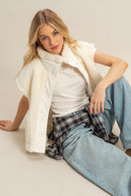 White Cozy Sherpa Vest Jacket With Tie-up Side Details