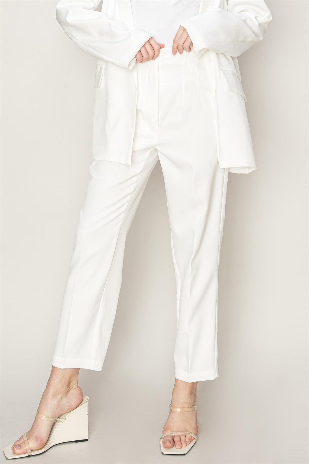 Off White Straight Leg Cropped Pants