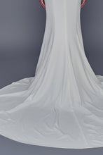 Off White Square Neck Chiffon Long Sleeve Wedding Gown