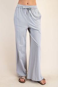 Lt Grey Cotton Slub Lounging Wide Pant